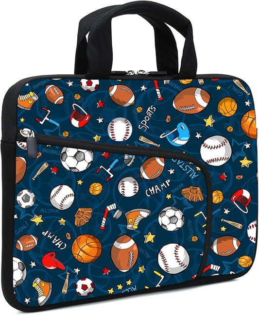 11.6-12.2 Inch Laptop Sleeve Case With Two Pockets - Chromebook, Ultrabook, Notebook, Tablet Neoprene Handle Case for Apple MacBook Air, Samsung, Acer, HP, DELL (Ball)