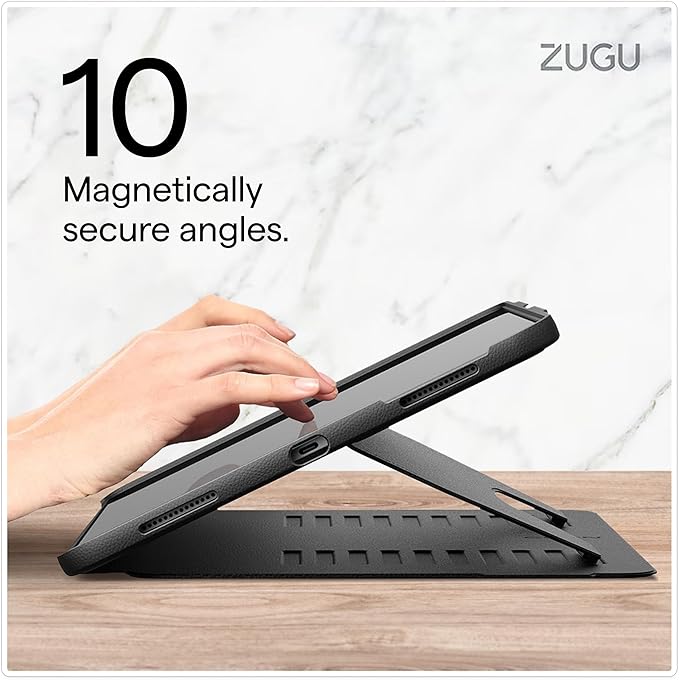 ZUGU Case for iPad Pro 12.9 Case 5th / 6th Generation Stand 2021/2022, Slim Protective Cover with Wireless Apple Pencil Charging, Magnetic Stand & Sleep/Wake Magnetic Cover, Stealth Black