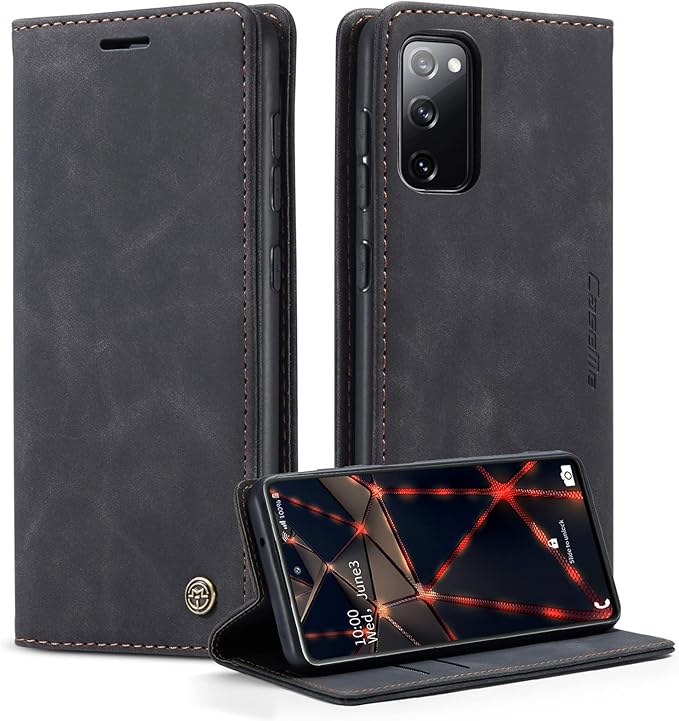 for Samsung Galaxy S20 FE Case, Flip Wallet Leather Case with Card Holder Magnetic Closure Shockproof Kickstand Protective Phone Cases Cover for Samsung S20 FE,Black