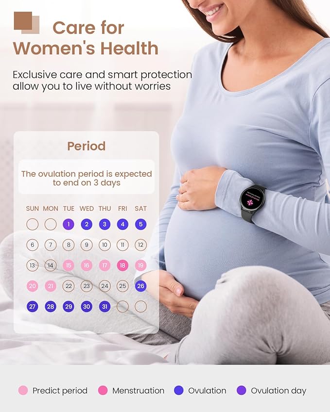 Samrt Watches for Women Men, 42mm Smart Watch with 400+ Watch Face, 70+ Sport Modes, 24/7 Heart Rate, Sleep Monitor, Answer/Make Calls, Waterproof Activity Fitness Tracker for Android & iPhone (Black)