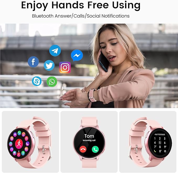 Smart Watch for Men Women Fitness Tracker with 100+ Sport Modes,Activity Trackers for iOS/Android Waterproof/Heart Rate/Sleep/Steps Monitor/Pedometer Monitor Monitor (Pink)