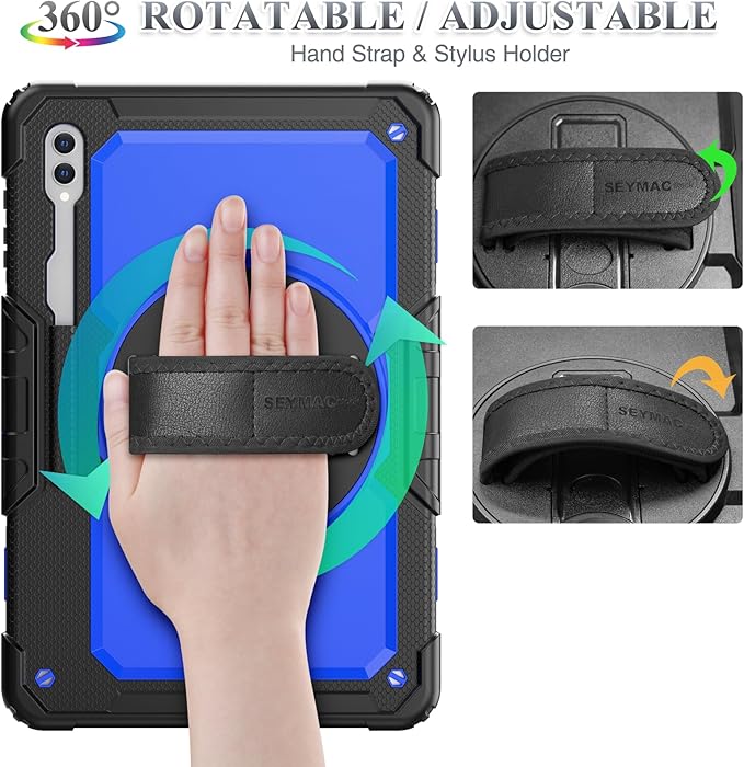 SEYMAC stock Case for Samsung Galaxy Tab S10 Ultra / S9 Ultra Tablet Case 14.6'' Protective with Screen Protector, Pen Holder, 360 Rotate Stand, Hand Strap, Shoulderr Strap, Blue1