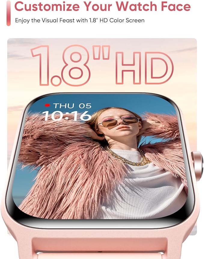 Fitpolo Smart Watch for Women Android & iPhone, Alexa Built-in [1.8" HD Screen] IP68 Waterproof Fitness Watch with Bluetooth Call (Answer/Make), Heart Rate/Sleep/SpO2 Monitor, 105 Sports Trackers