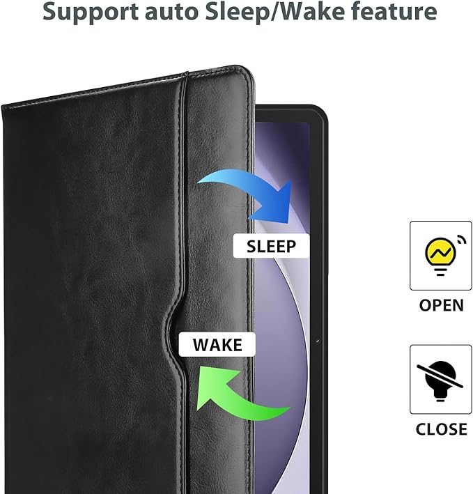 ProCase for Galaxy Tab A9 Plus 11 Inch 2023 (Model: SM-X210/SM-X215/SM-X216/SM-X218); Premium PU Leather Folio Business Stand Cover with Hand Strap; Pencil Holder; Front Pocket -Black