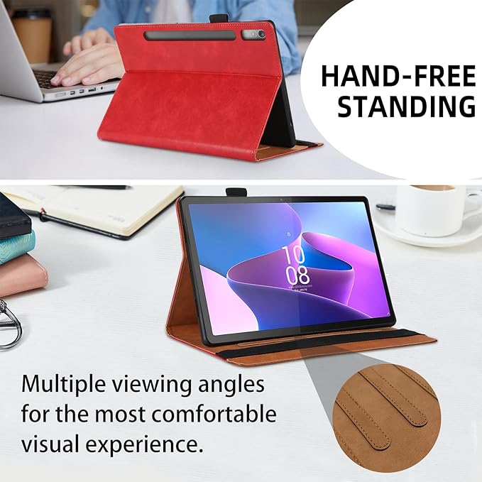 Case for Lenovo Tab P11 Pro 11.2" 2nd Gen 2022 (TB-138FC/TB-132FU) Bussiness Premium PU Leather Stand Folding Folio Cover for Lenovo Pad Pro 2022 Modle Shell Cover 11.2 inch -Red