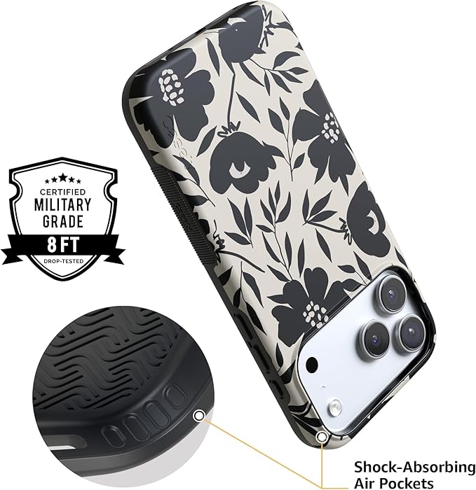Casely iPhone 17 Pro Case | Dark Fantasy | Contrast Floral | Compatible with MagSafe | Bold Protective Design