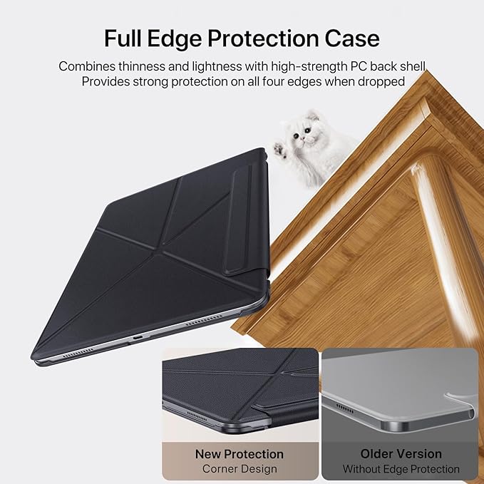 for iPad Pro 11 Inch Case M4 2024, Slim Powerful Magnetic Attachment Full Corner Protective iPad Case with Auto Wake/Sleep and Hidden Pencil Holder (Midnight Black, iPad pro 11 inch)