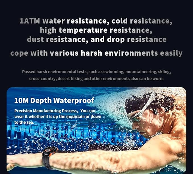 Military-Style Smartwatch for Men,5ATM Waterproof, 1.43" AMOLED HD Display, 123+ Sport Modes, 24/7 Health Monitoring, Answer/Make Calls, for iOS/Android (Black)