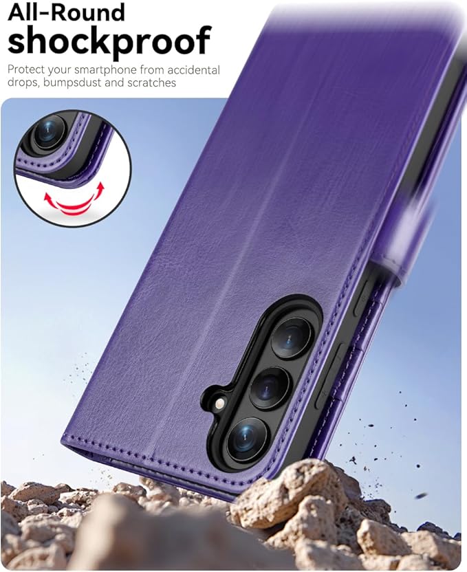 OCASE Compatible with Galaxy S25 Wallet Case, PU Leather Flip Folio Case with Card Holders RFID Blocking Kickstand [Shockproof TPU Inner Shell] Protective Phone Cover 6.2 Inch 2025, Purple