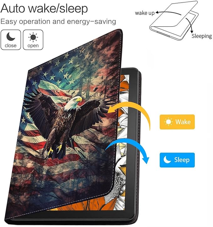 Case for Samsung Galaxy Tab A9 Plus 11 Inch 2023 Model (SM-X210/X216/X218), Slim Lightweight PU Leather Stand Cover with Auto Wake/Sleep, American Flag Bald Eagle