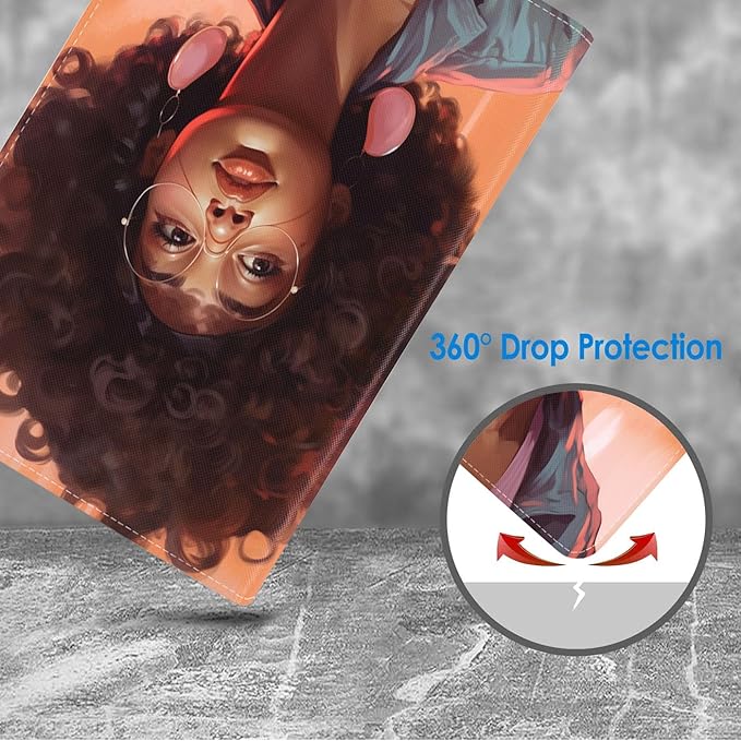 Case for Samsung Galaxy Tab A9 Plus 11 Inch 2023 Model (SM-X210/X216/X218), Slim Lightweight PU Leather Stand Cover with Auto Wake/Sleep, African American Girl