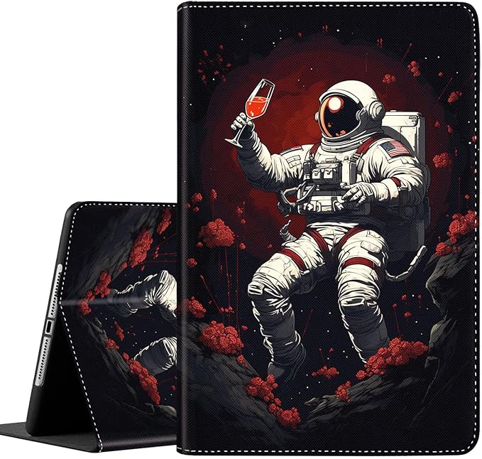 Case for Galaxy Tab A9 Plus ， Auto Sleep/Wake Multi-Angle Viewing Slim Folio Stand Cover for Samsung Galaxy Tab A9+/A9 Plus 11 Inch 2023 (SM-X210/X216/X218), Astronaut Drinking Red Wine