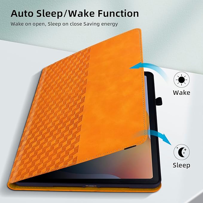 Case for Samsung Galaxy Tab S10+ Plus 2024 / S9 FE+ Plus/ S9+ Plus 12.4 Inch 2023 Magnetic Multi-Angle Leather Folio Stand Shell Folio with Card Holder Galaxy Tab S9+/S9 FE+ - Orange