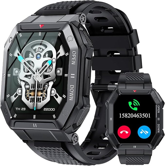Military Smart Watches for Men (Answer/Make Call) with 1.85" HD Touchscreen, Fitness Tracker with Multiple Sport Modes, Tactical Smartwatch with Whole-Day Heart Rate/Sleep Monitor