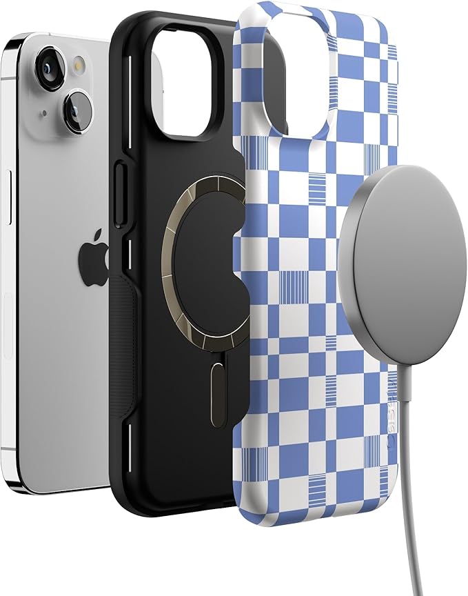 Casely iPhone 14 Case | Reality Check | Periwinkle | Compatible with MagSafe | Bold Protective Design