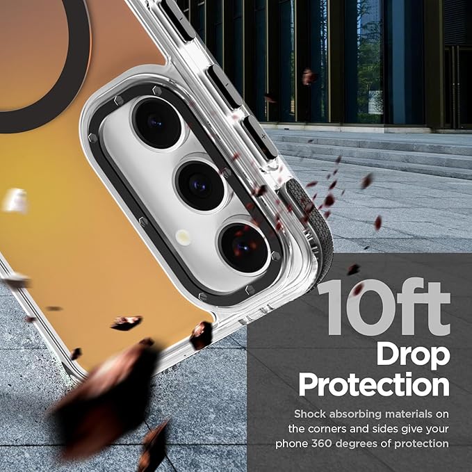 MOWIME Magnetic Case for Samsung Galaxy S24 FE [Compatible with Magsafe] [Cute Fashion Fluorescent Design] [1 Screen Protector] Slim Translucent Matte Case for Galaxy S24 FE 6.7", Black