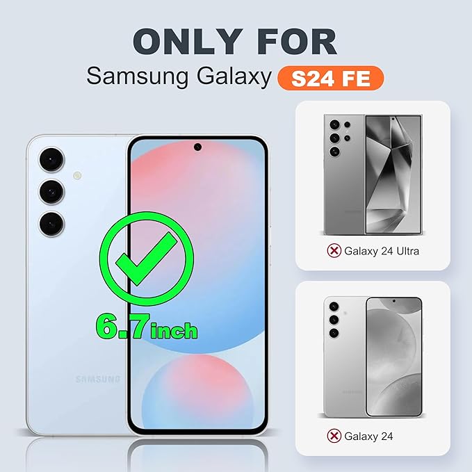 Designed for Samsung Galaxy S24 FE Case with Magnetic Ring Stand [Compatible with Mag-Safe][Military Grade Drop Protection][Build in Kickstand] S24 FE Phone Case 6.7",Red