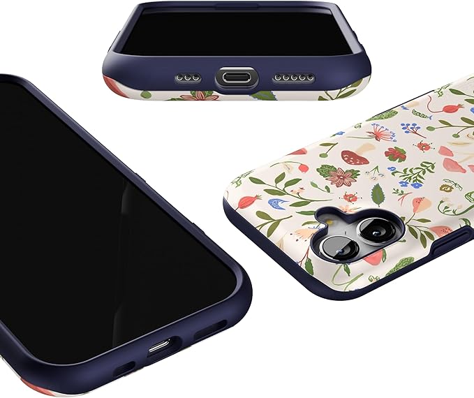 Casely iPhone 17 Case | Garden Party | Mushroom Floral | Bold Protective Design | Compatible with MagSafe