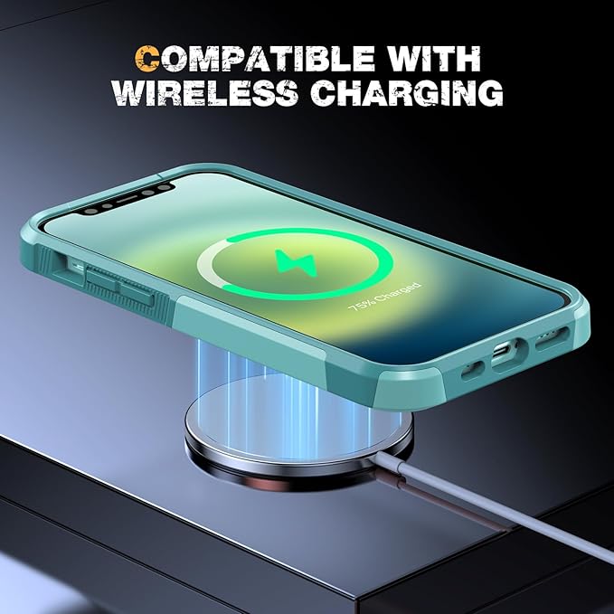 Diaclara Designed for iPhone 12 Case/iPhone 12 Pro Case, [with Privacy Screen Protector] [Anti Spy] [Military Grade Drop Protection] Heavy Duty Full-Body Shockproof Phone Case, Mint Green