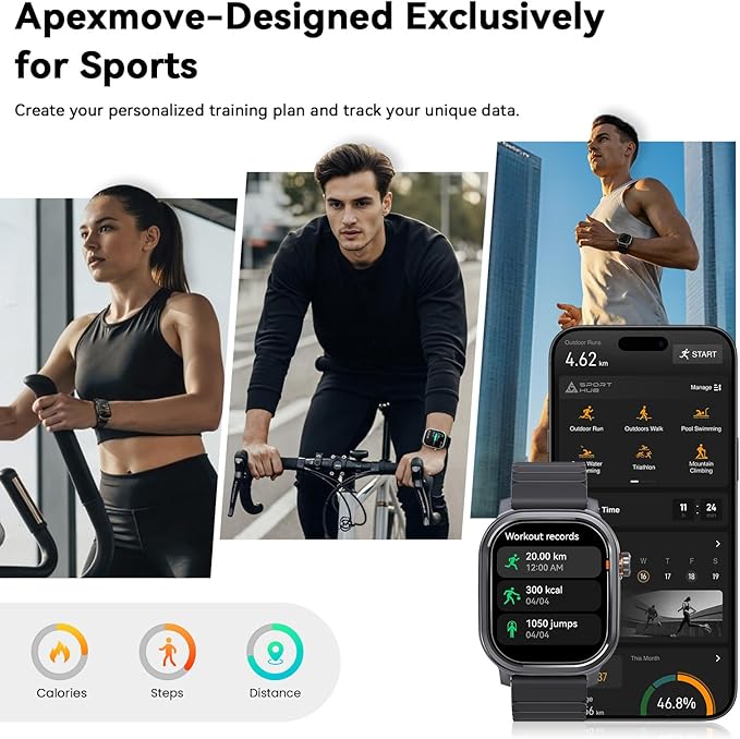 KOSPET Pulse Smart Watches for Men, Bluetooth Call/Answer, 25 Days Battery Life, 1.96 inch AMOLED, 24/7 Heart Rate & Sleep Monitoring, Compatible for Android & iOS, for Men (Black)