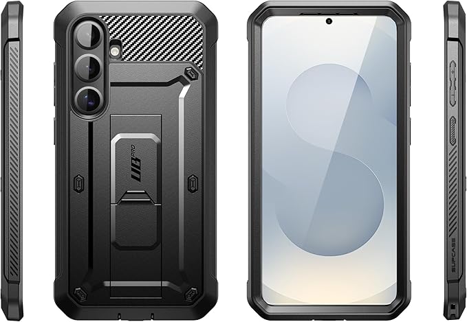 SUPCASE for Samsung Galaxy S25 FE Case with Stand & Belt-Clip (Unicorn Beetle Pro), [Built-in Screen Protector] [Military-Grade Protection] Heavy Duty Rugged Phone Case for Galaxy S25 FE, Black