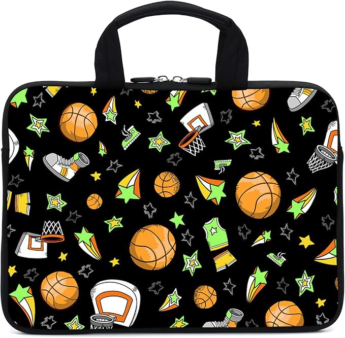 Laptop Sleeve Case 11.6" 12.1 Inch Neoprene Laptop Sleeve/Notebook Computer Pocket Case/Chromebook Case/Tablet Briefcase Carrying Bag Compatible For Men， Women ，boys， girls (basketball)