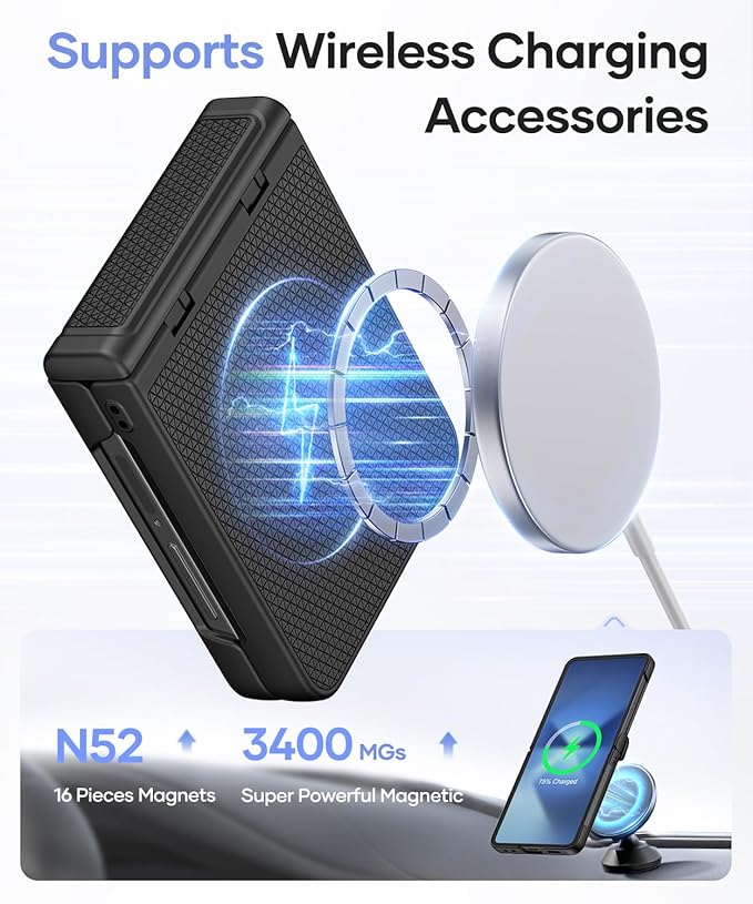 Vihibii for Samsung Galaxy Z Flip 7 Case, [Compatible with MagSafe], Outer Screen Protector & Rugged Hinge Protection & Non-Slip Texture, Shockproof Phone Case for Samsung Galaxy Z Flip 7 2025, Black