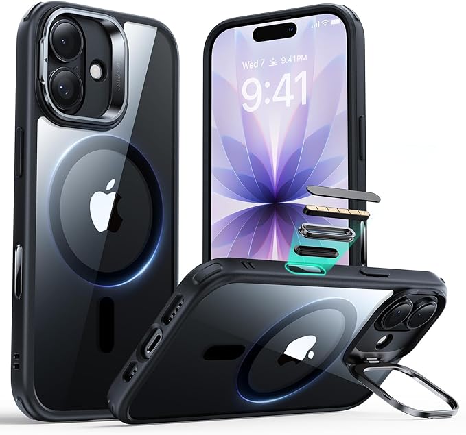 ESR for iPhone 17 Case with Stand, Camera Control Cover Compatible with MagSafe, Military-Grade Drop Protection Magnetic Phone Case for iPhone 17, Scratch-Resistant Back Cover,Clear Black