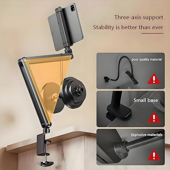 WYYHAA Adjustable Tablet Stand Holder, Multi-Angle Foldable Design Phone Arm Mount, Aluminum Alloy Cantilever Folding Bracket for Desk and Bed, Compatible with iPad, iPhones or Other 4"-12.9" Device