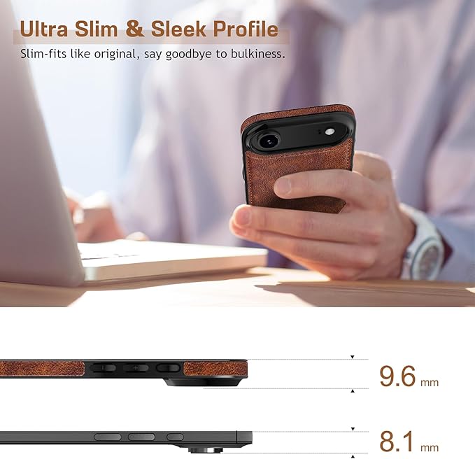 LOHASIC for iPhone 17 Air Case, Vintage Leather Thin Slim Luxury PU Soft Flexible Bumper Non-Slip Grip Protective Cover Men Women Phone Case for iPhone 17 Air 6.5" 2025 - Retro Brown