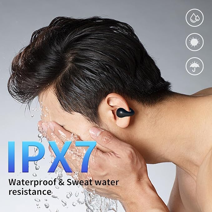 Open Ear Bone Conduction Headphones Bluetooth 5.3 Wireless Clip On Earbuds with Digital Display Charging Case 60 Hours Playtime Sport Earphones Built-in Mic IPX7 Waterproof for Running Fitness Black