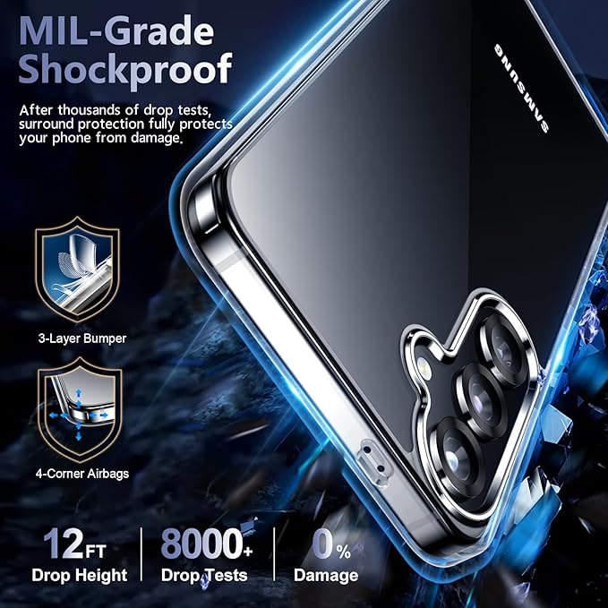 Red2Fire for Samsung Galaxy S25 Plus Case Clear, [Non-Yellowing] [Slim Thin] [Military Grade Drop Protection] Lightweight Shockproof Protection Phone Case for S25 Plus Case,Clear