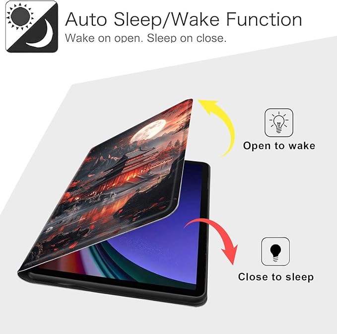 Case for Samsung Galaxy Tab S10 FE/ S9 FE 5G 10.9 Inch/Tab S9 11 Inch, Slim PU Leather Stand Cover with Auto Wake/Sleep, Multi-Angle Viewing & Shockproof, Ancient Buildings