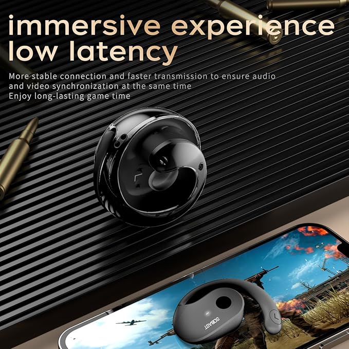 Open Ear Wireless Hanging Earbuds, Ideal for Workout, Non - in - Ear Design with Wireless Connectivity, Sports - Oriented with Ultra - Long Battery Life, Spherical Shape, Black