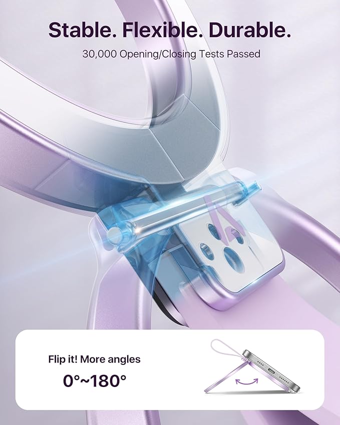 andobil [2025 Unrivaled Stability] Magnetic Phone Grip Holder for MagSafe Ring Stand Holder Kickstand Compatible with MagSafe Accessories for iPhone 17 Air 16 Pro Max Plus 15 14 13 12&Android, Purple