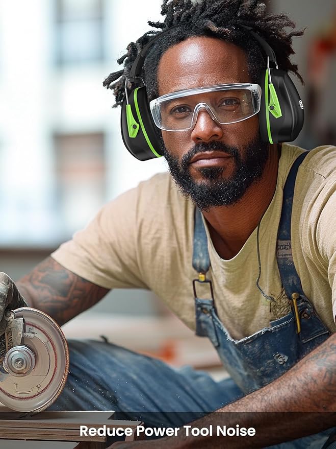 Dr.meter Hearing Protection Ear Muffs, 31dB Noise Reduction Safety Earmuffs for Adults Kids Autism Sensory, Range Ear Protection Earmuff for Mowing, Concentration and Garden Work