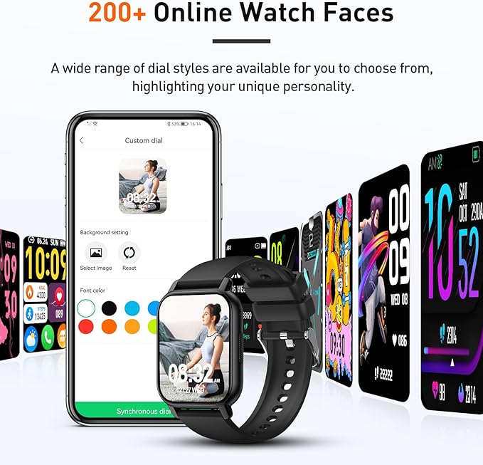 Smart Watch for Men Women, 1.85" HD Touchscreen Fitness Tracker with Bluetooth Calling, Fitness Watch with 24/7 Heart Rate/Sleep Monitor, 120+ Sports Modes, IP68 Waterproof Smartwatch for Android iOS