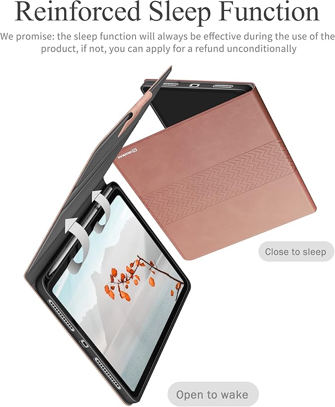 auaua Case for iPad (A16) 11th Generation 11 Inch 2025, iPad 10th Generation 10.9 Inch 2022, with Pencil Holder, Auto Sleep/Wake, Adjustable Stand, PU Leather