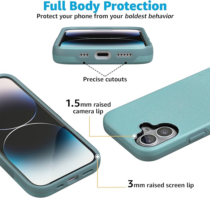 Casely iPhone 17 Case | Aquamarine | Ocean Blue Shimmer | Compatible with MagSafe | Bold Protective Design