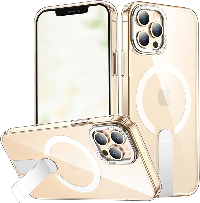for iPhone 13 Pro Max Case with Kickstand, Compatible with MagSafe, [Invisible Stand] Anti-Slip Shockproof Military-Grade Protection, Magnetic Phone Case for iPhone 13Pro Max (Clear)
