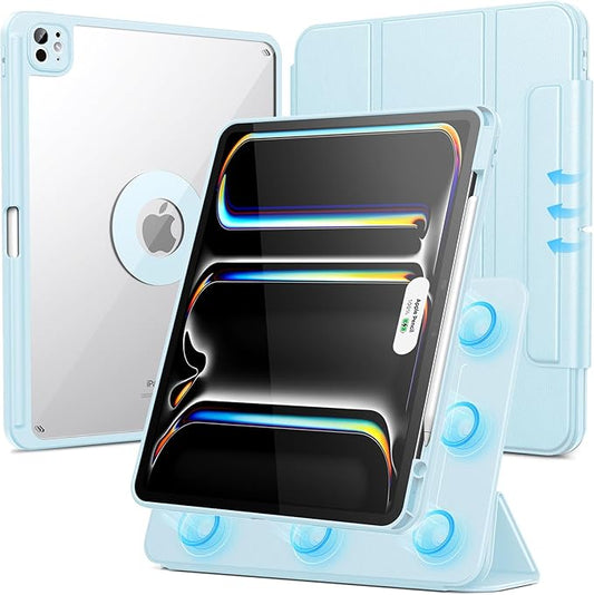 SPARIN Case for iPad Pro 13 inch 2024-M4 with Pencil Holder, Detachable Magnetic Hybrid Protective Cover, Portrait/Landscape Stand, Durable Protection, Auto Wake/Sleep-Blue