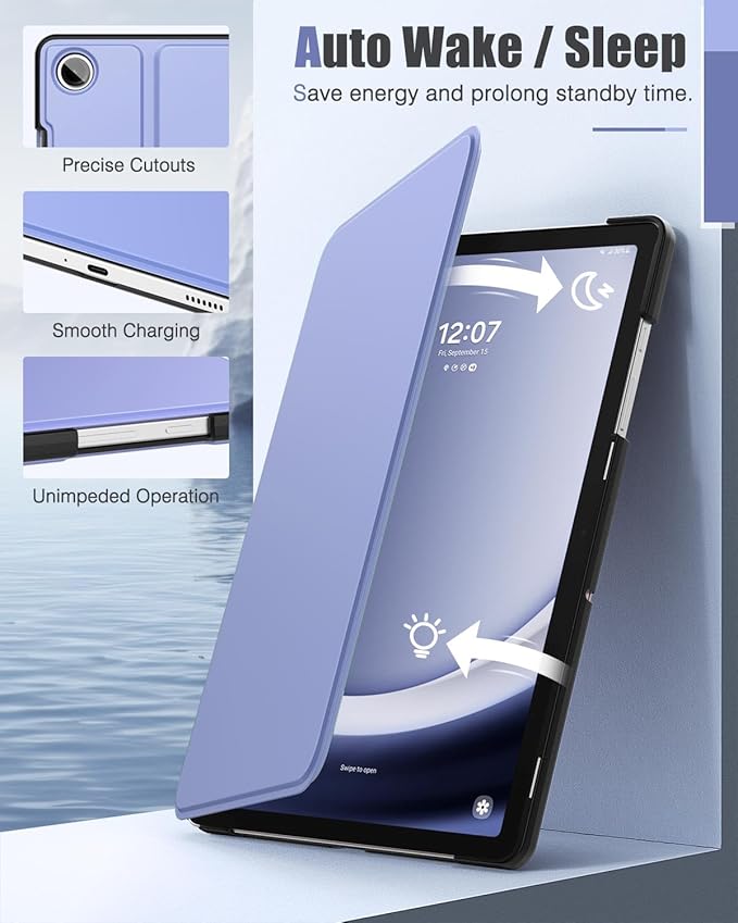 MoKo Case for Samsung Galaxy Tab A9+ 11-Inch 2023, Multi-Angle Viewing Slim Hard Back Shell Protective Cover Case with Auto Wake/Sleep for Galaxy Tab A9+ (SM-X210/SM-X216/SM-X218), Lavender Purple