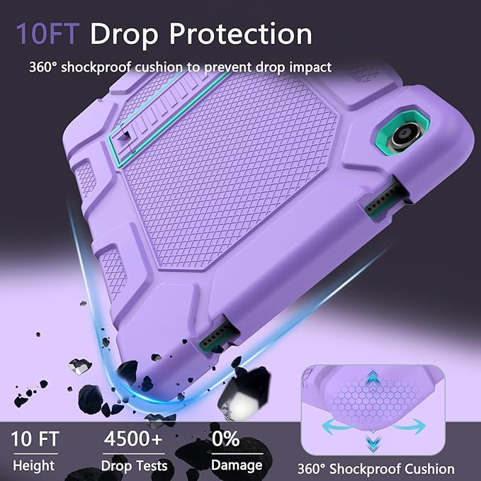 Rantice Shockproof Rugged Cover for Samsung Galaxy Tab A9+ 10.9 Inch, Purple+Green Case with Kickstand, 2023 Model (SM-X210/X216/X218)