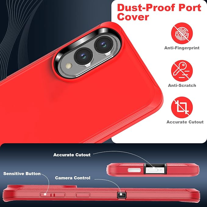 Designed for Samsung Galaxy S25 Edge Case [with Privacy Screen Protector] 3-Layer Full Body Protection Rugged Shockproof Heavy Duty Phone Case Cover, Red/Black