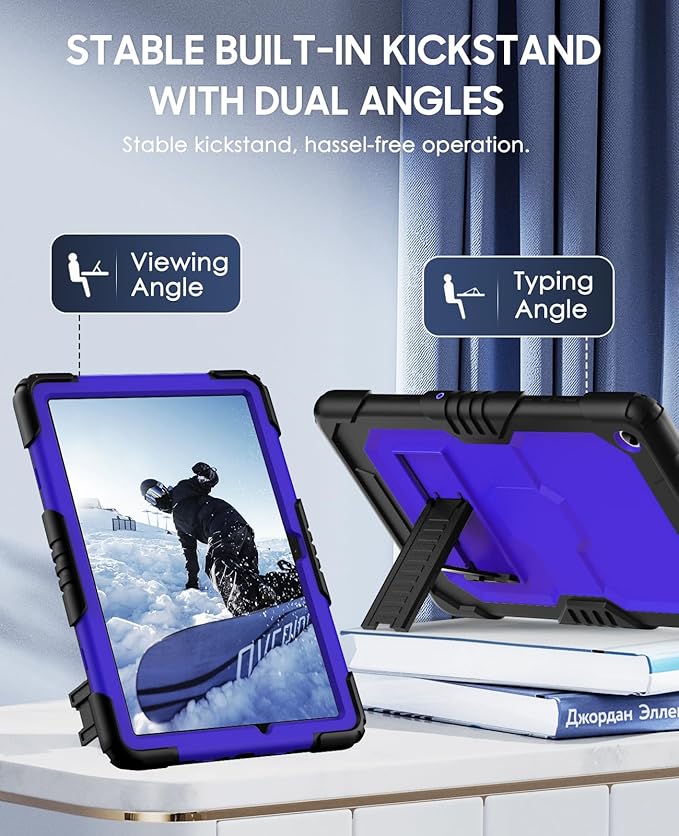 OKP Case for New Samsung Galaxy Tab A9+/ A9 Plus 11 Inch 2023 (SM-X210/X216/X218), Heavy Duty Shockproof Rugged 11" Galaxy A9+ Tablet Protective Cover with Kickstand for Kids Boys Girls, Black+Blue