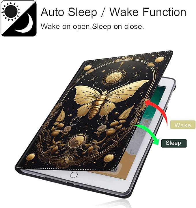 Case for Galaxy Tab A9 Plus ， Auto Sleep/Wake Multi-Angle Viewing Slim Folio Stand Cover for Samsung Galaxy Tab A9+/A9 Plus 11 Inch 2023 (SM-X210/X216/X218), Golden Moth