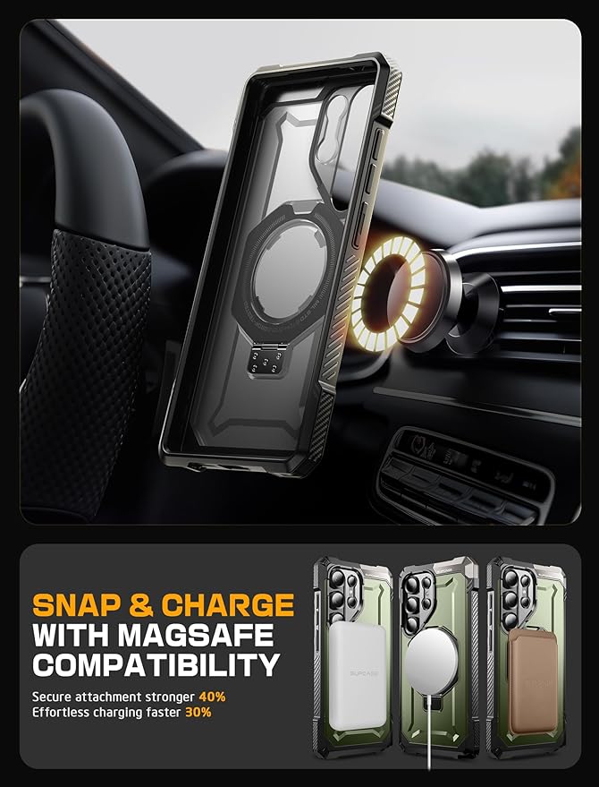 SUPCASE for Samsung Galaxy S25 Ultra Case with Stand (Unicorn Beetle Grip), [S Pen Friendly] [Compatible with MagSafe] [Military-Grade Protection] Magnetic Phone Case for S25 Ultra 6.9 Inch, Guldan