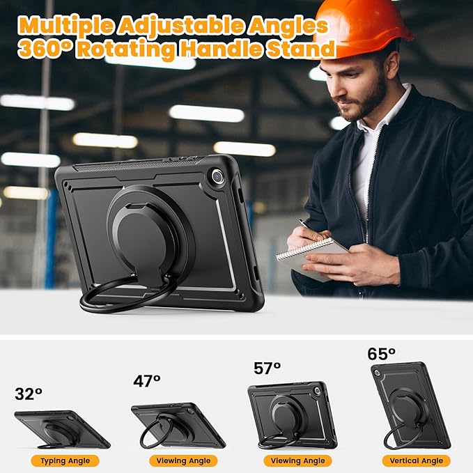 Case for Samsung Galaxy Tab A9 Plus/ A9+ 11 Inch 2023 (SM-X210/ X216/ X218), Shockproof Hard Duty Cover with 360° Rotating Handle Stand, Shoulder Strap, for Samsung A9+ Tablet Case, Black