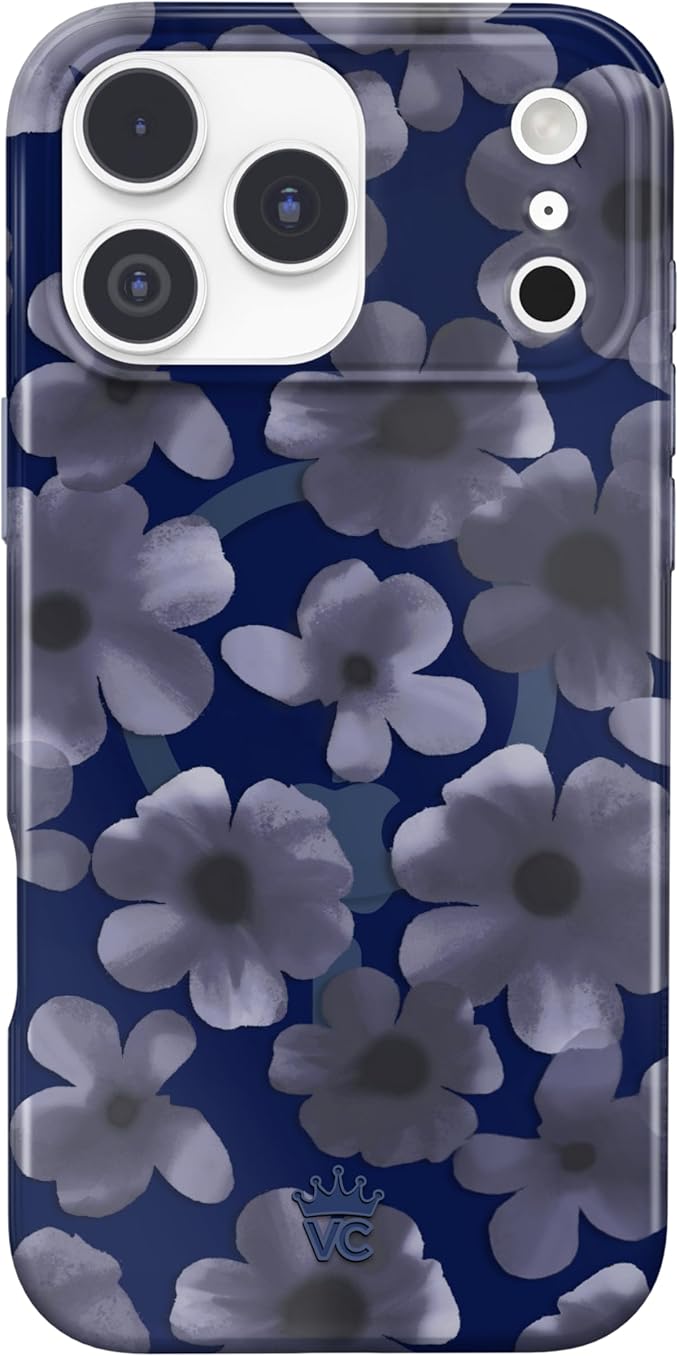 VELVET CAVIAR Case for iPhone 17 Pro Max | Compatible with MagSafe | 10ft Drop Tested | Protective Designer Cases | Midnight Blossom Blue Flowers