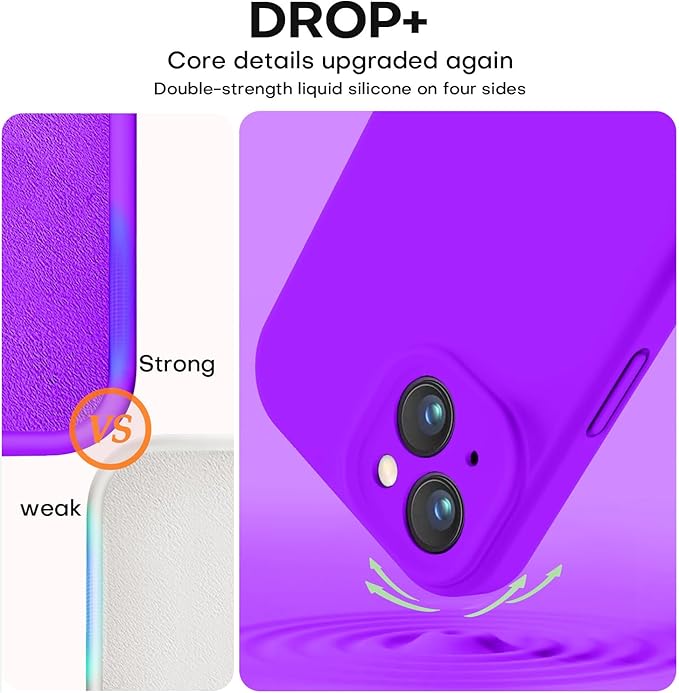 Vooii Compatible with iPhone 13 Case, Liquid Silicone Upgrade [Camera Protection] [Soft Anti-Scratch Microfiber Lining] Shockproof Phone Case for iPhone 13 6.1 inch - Neon Purple